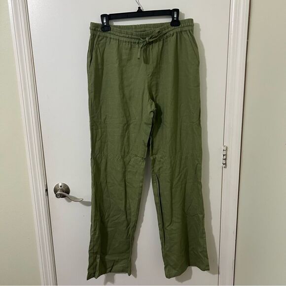 Love Tree | Olive Green Linen Women's Pants | Size Large NWT - Picture 1 of 4